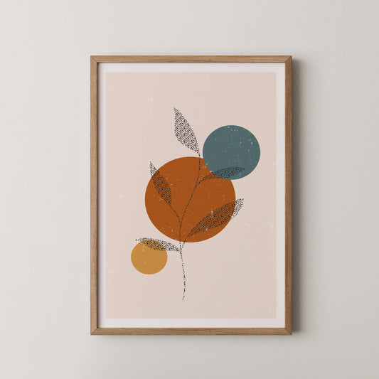 Mid Century Modern, Boho Leaves, Wall Painting