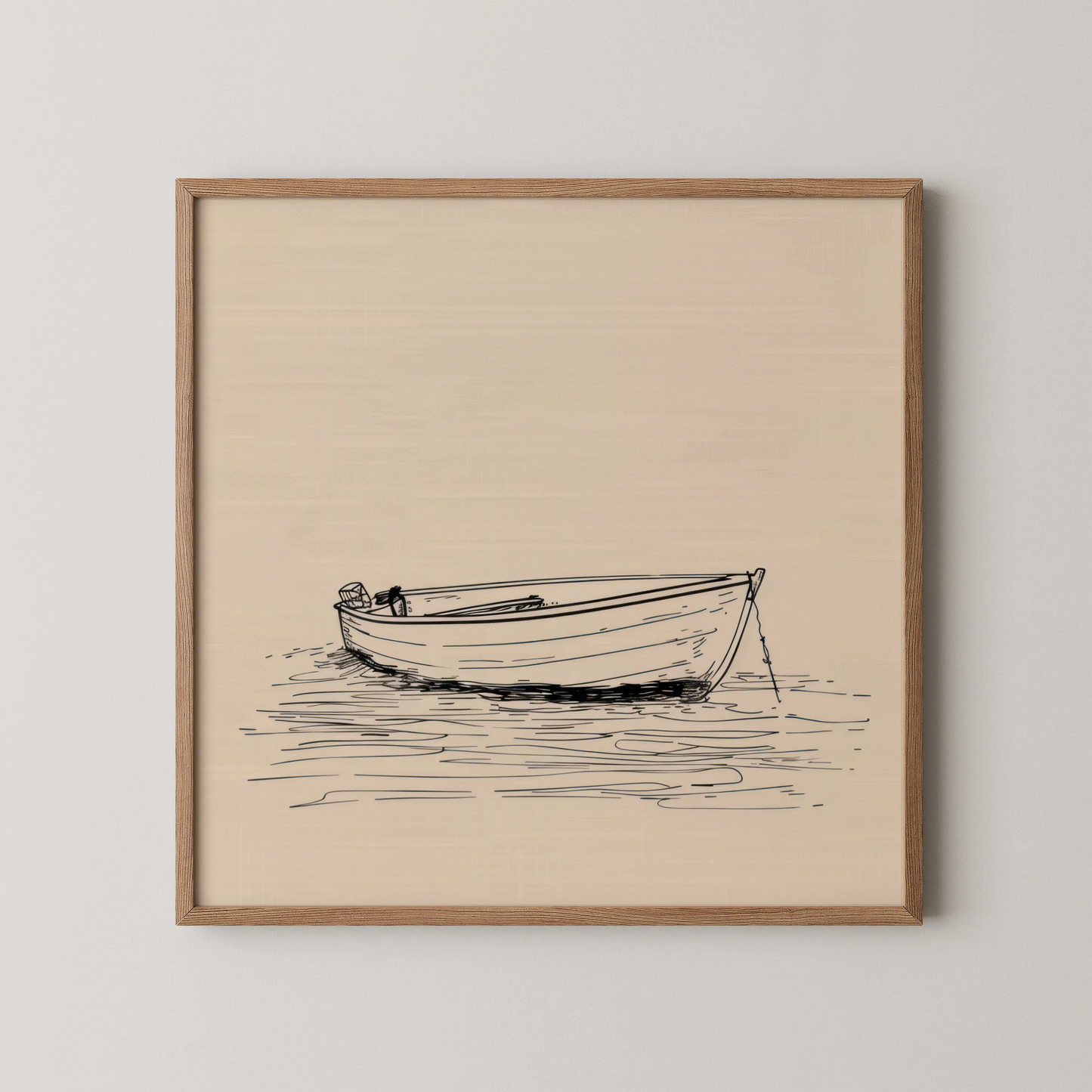 Minimal Boho Boat I, Black & White Mid Century Modern, Boho Art Painting