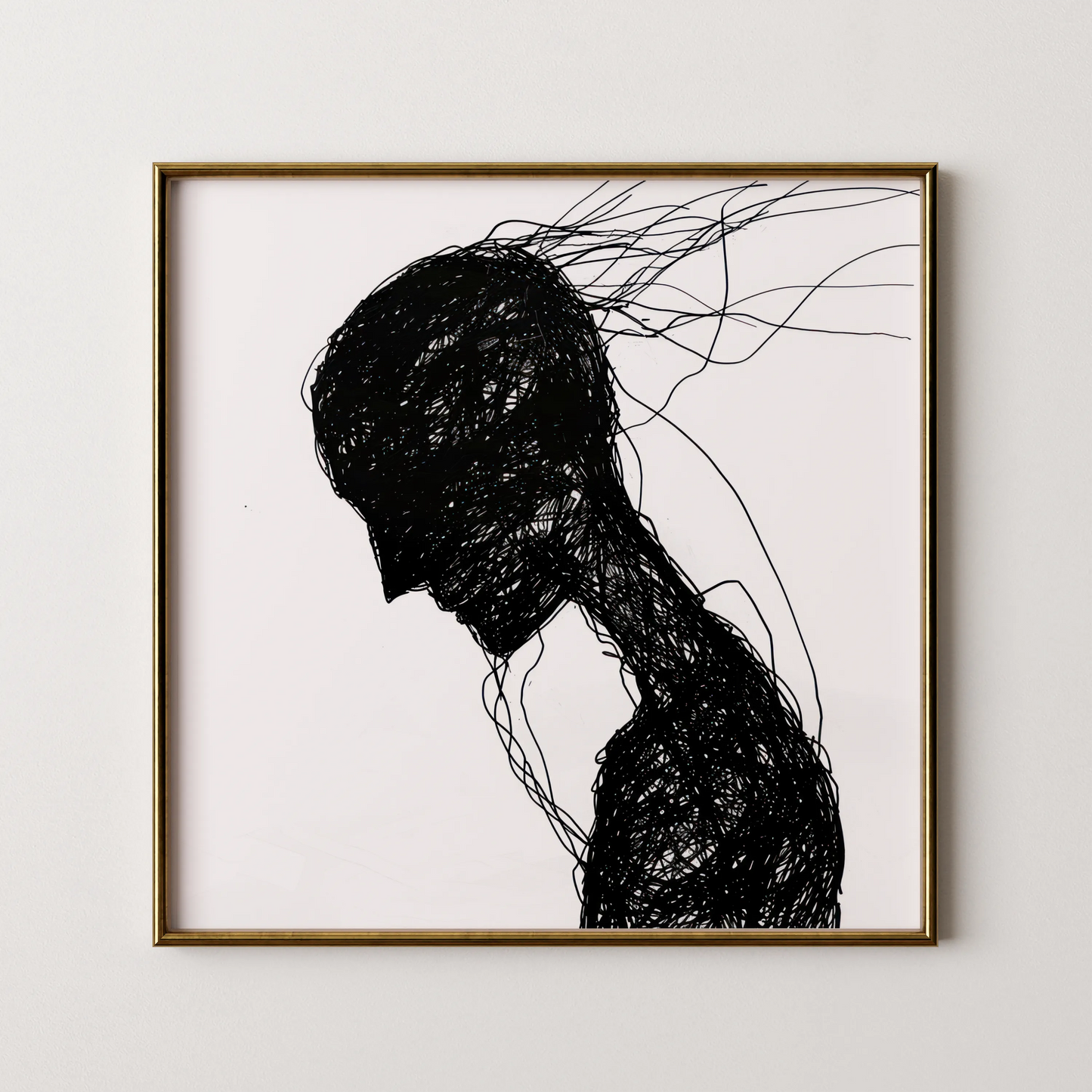 Minimal Boho Feminine, Black & White Mid Century Modern, Boho Art Painting