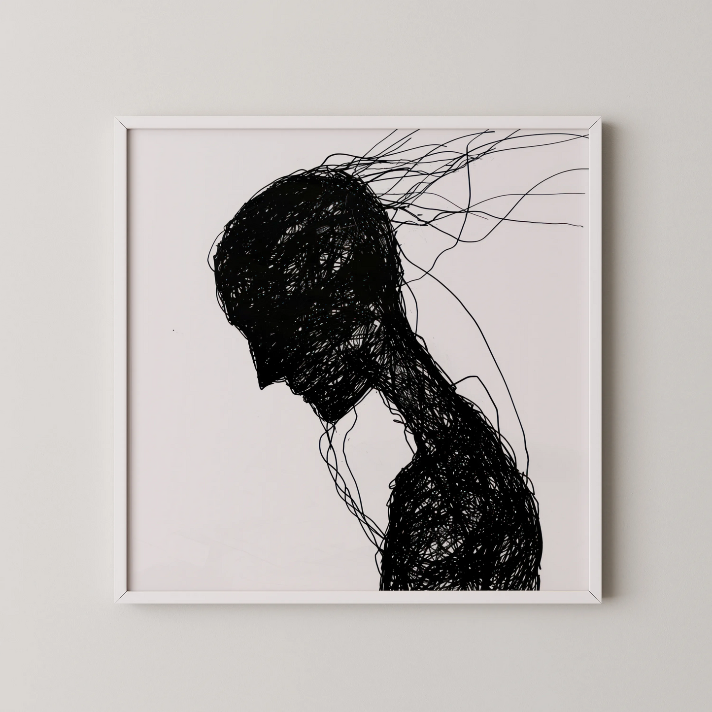 Minimal Boho Feminine, Black & White Mid Century Modern, Boho Art Painting