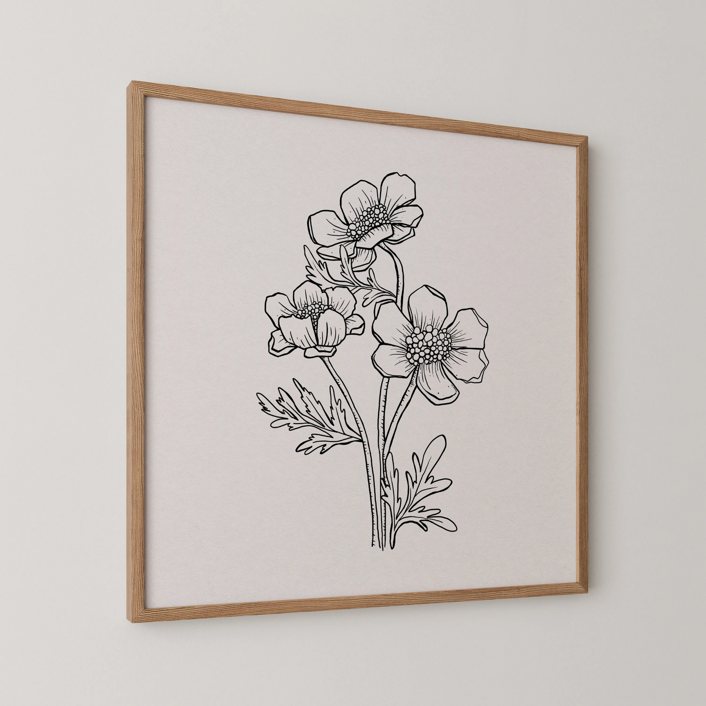 Minimal Boho Flowers, Black & White Mid Century Modern, Boho Art Painting