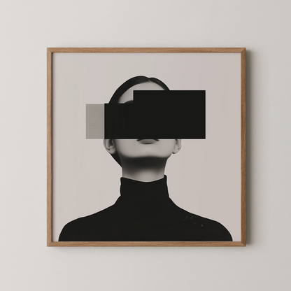 Minimal Feminine I, Black & White Mid Century Modern, Boho Art Painting