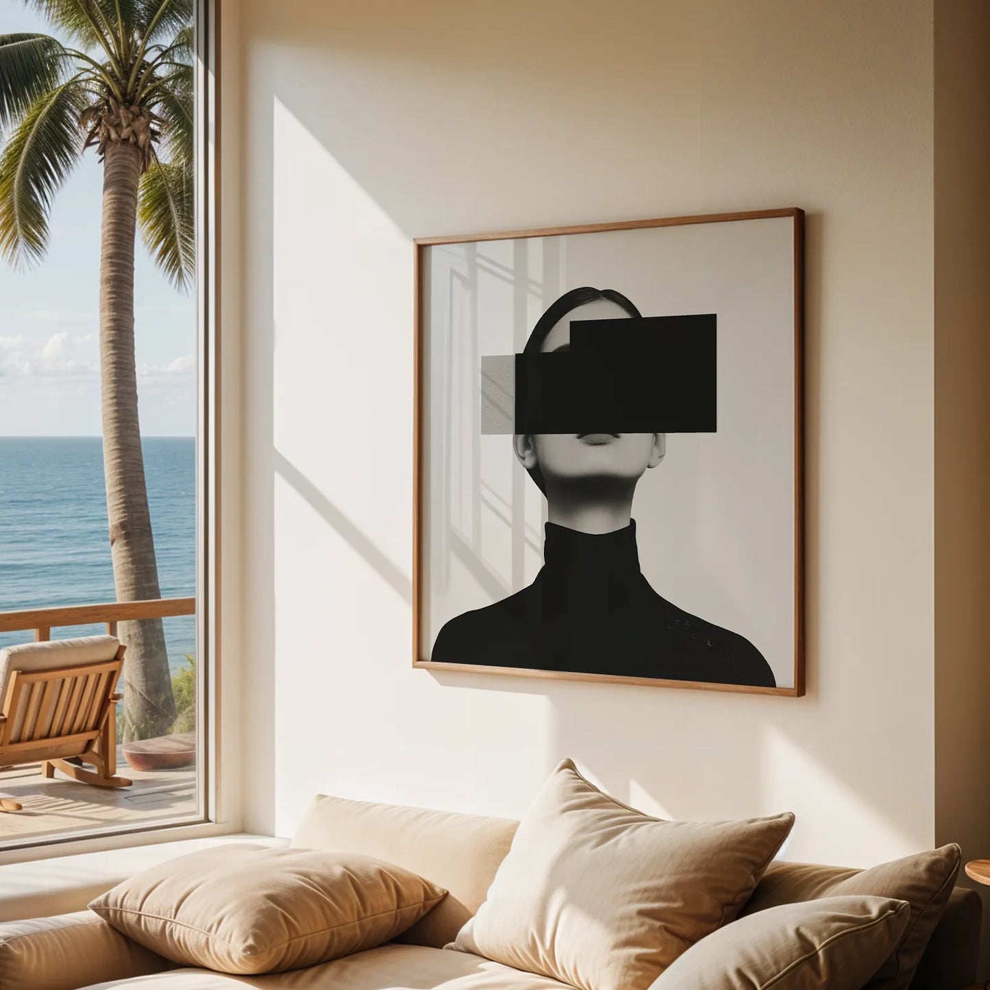 Minimal Feminine I, Black & White Mid Century Modern, Boho Art Painting