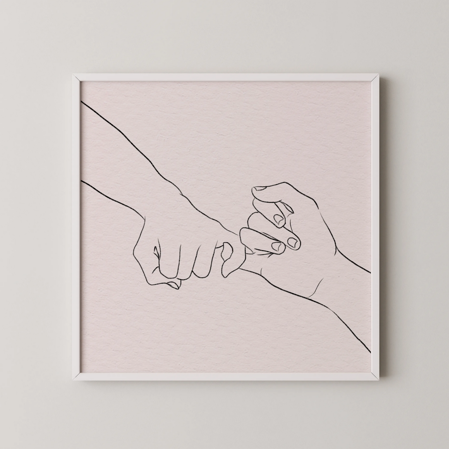 Minimal Line Art Hands, Black & White Mid Century Modern, Boho Art Painting