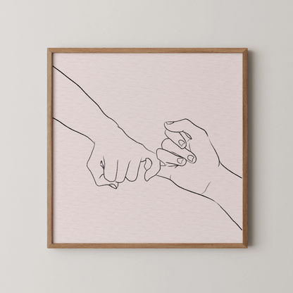 Minimal Line Art Hands, Black & White Mid Century Modern, Boho Art Painting