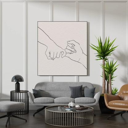 Minimal Line Art Hands, Black & White Mid Century Modern, Boho Art Painting