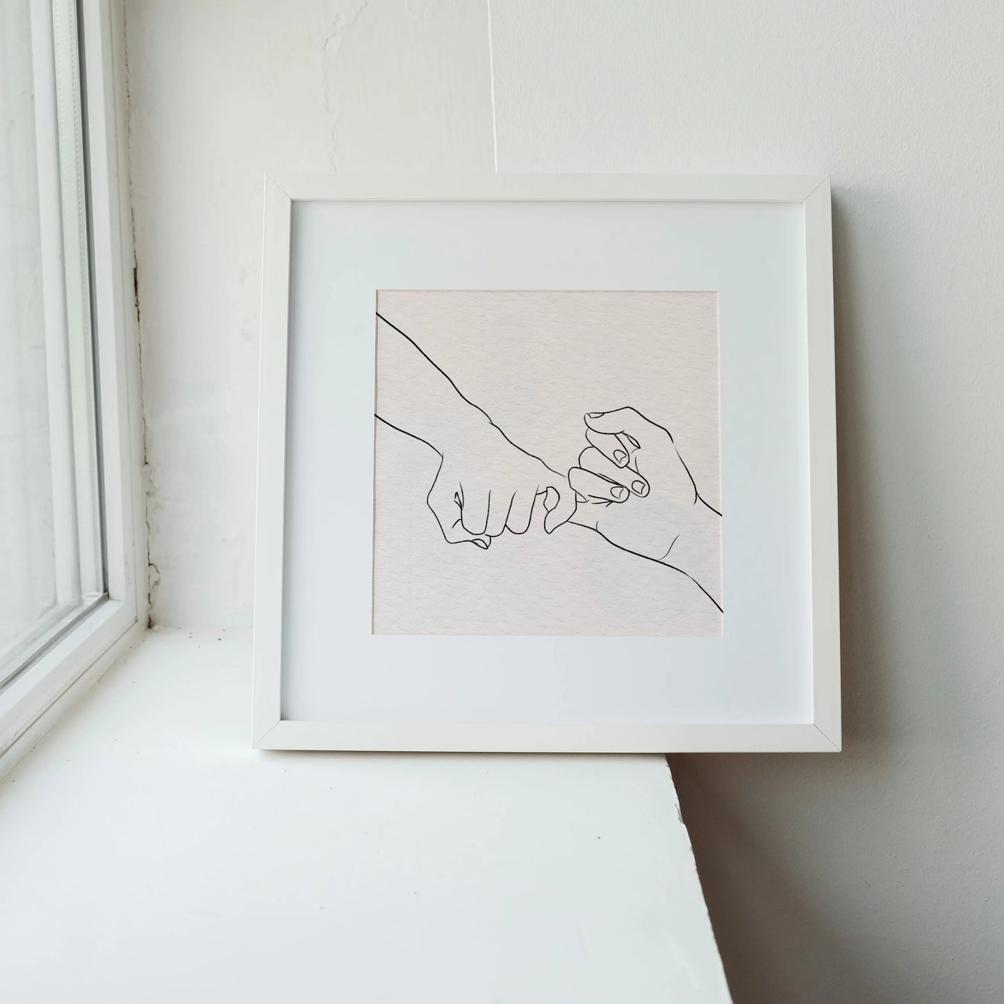 Minimal Line Art Hands, Black & White Mid Century Modern, Boho Art Painting