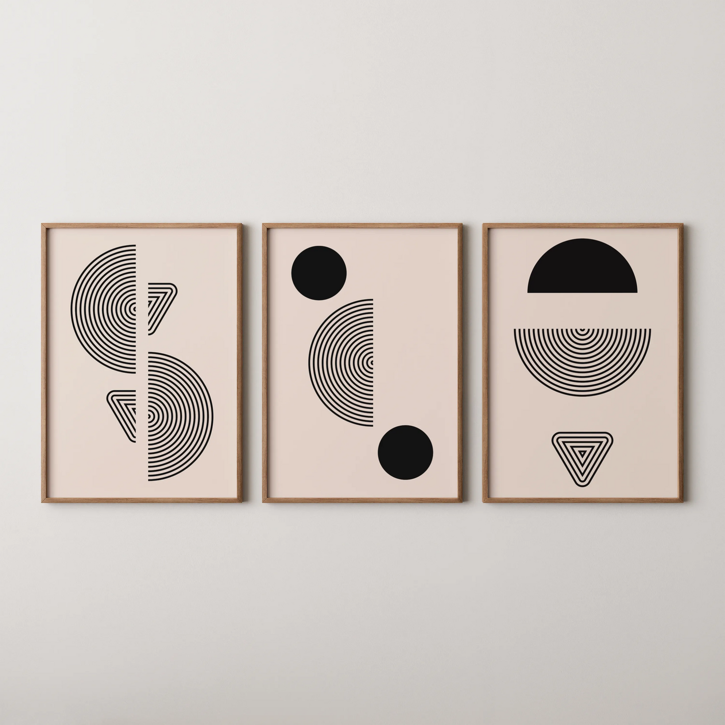Minimal Pattern, Set of 3, Modern Abstarct Lines, Black & White