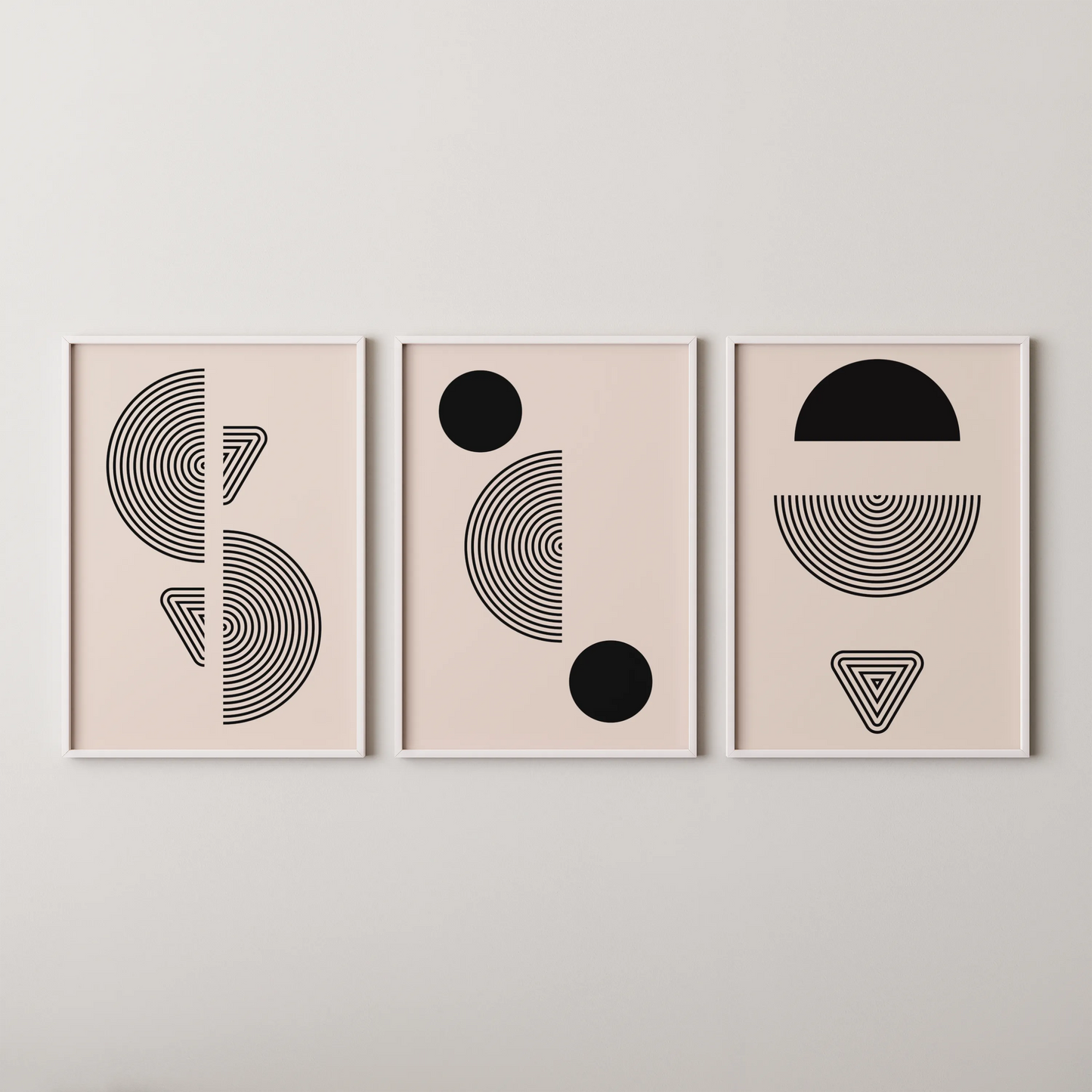 Minimal Pattern, Set of 3, Modern Abstarct Lines, Black & White