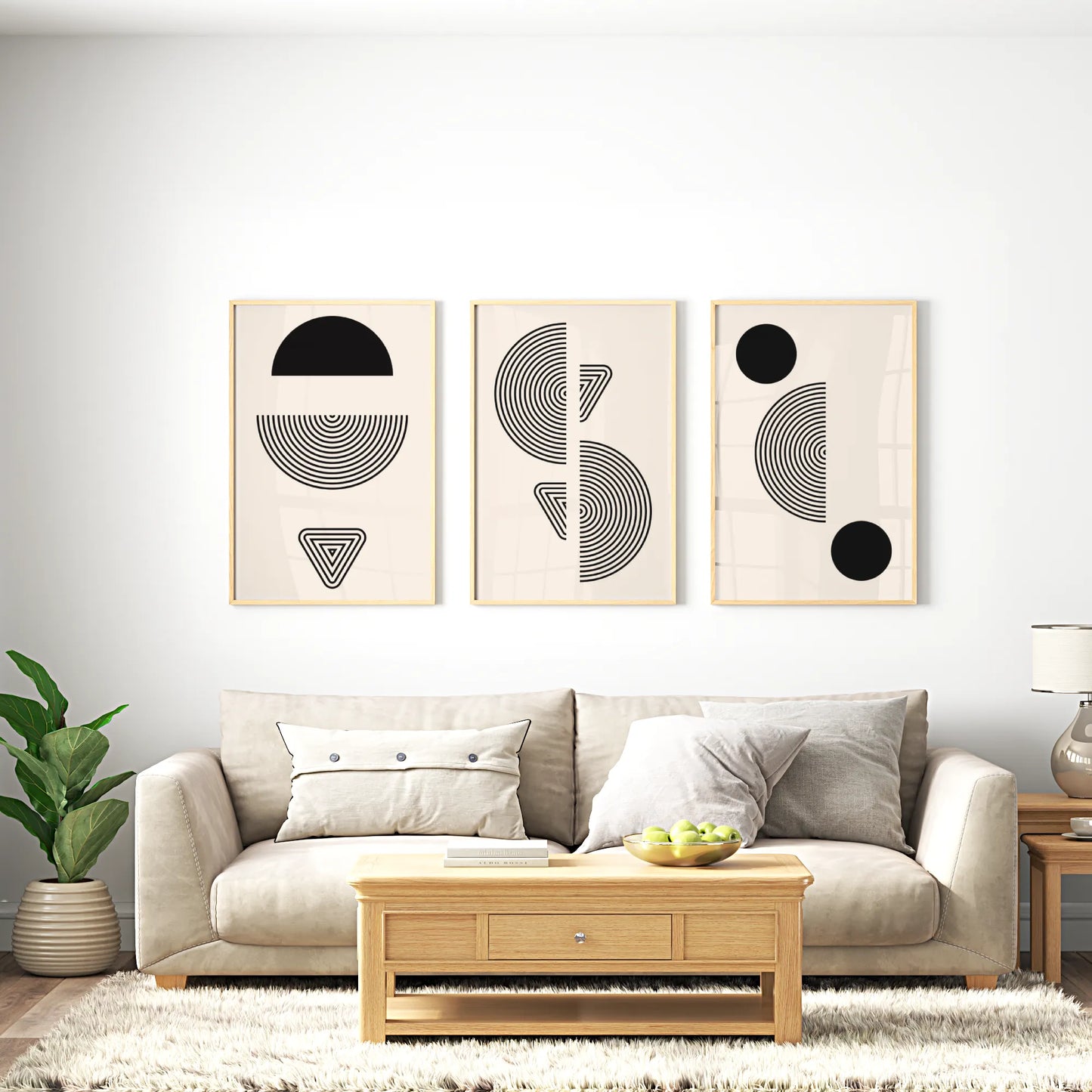 Minimal Pattern, Set of 3, Modern Abstarct Lines, Black & White