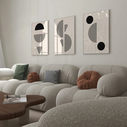 Minimal Pattern, Set of 3, Modern Abstarct Lines, Black & White