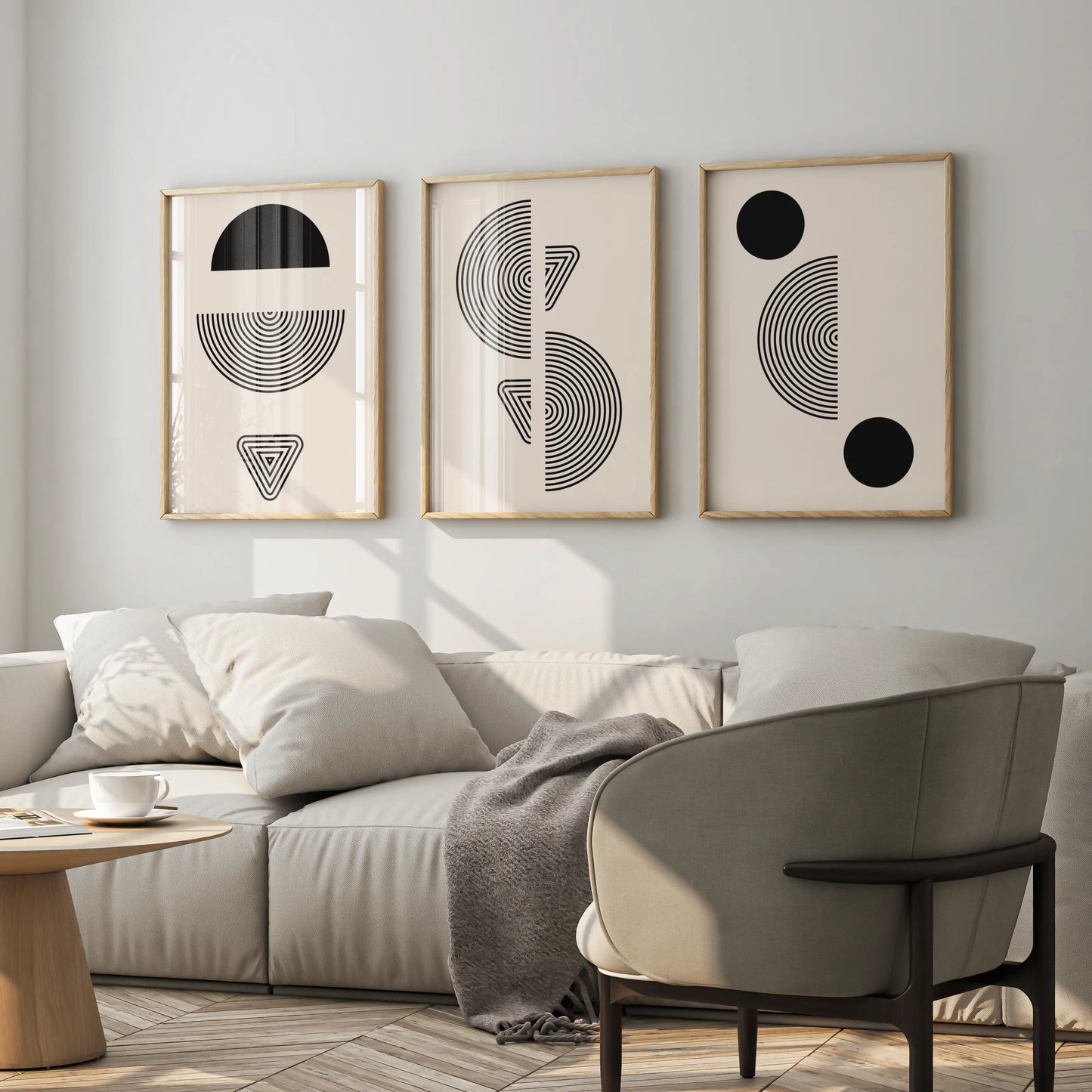 Minimal Pattern, Set of 3, Modern Abstarct Lines, Black & White