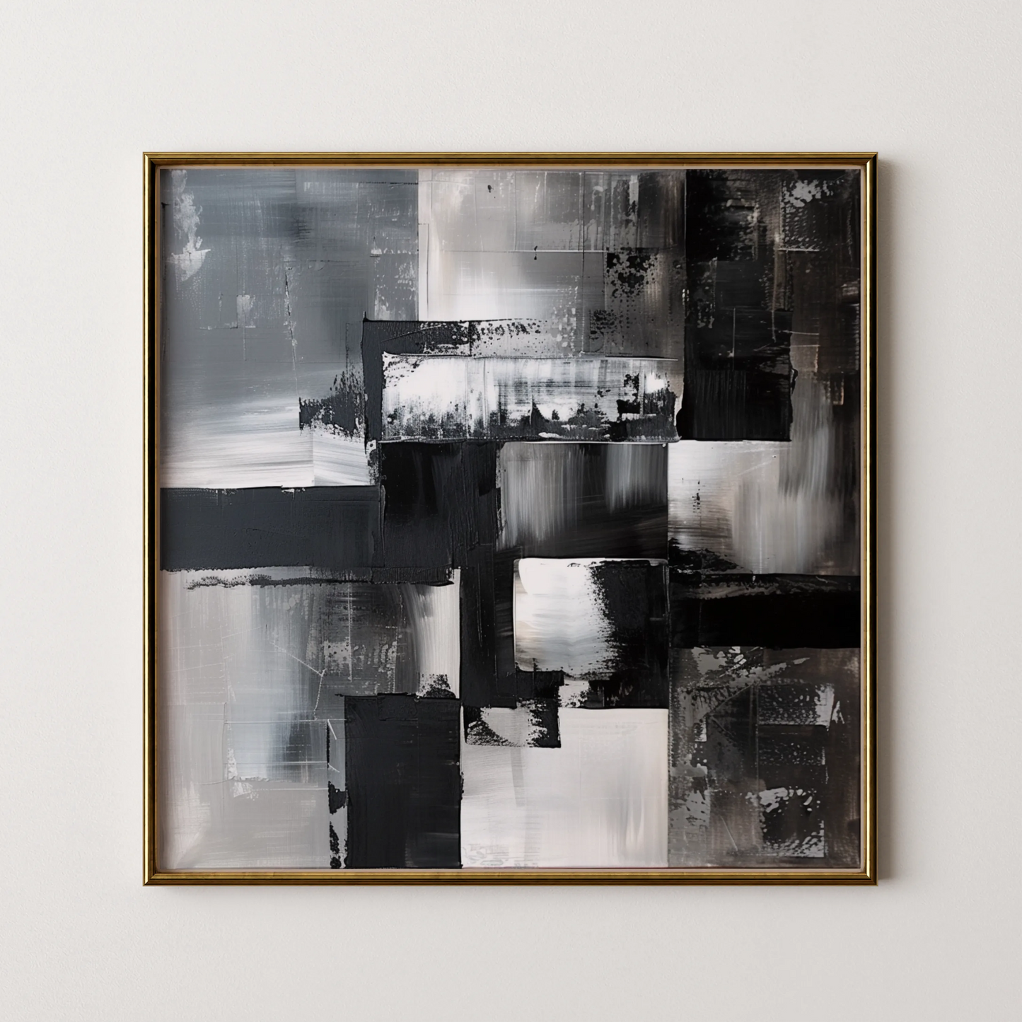 Modern Abstract I, Black & White Mid Century Modern, Boho Art Painting