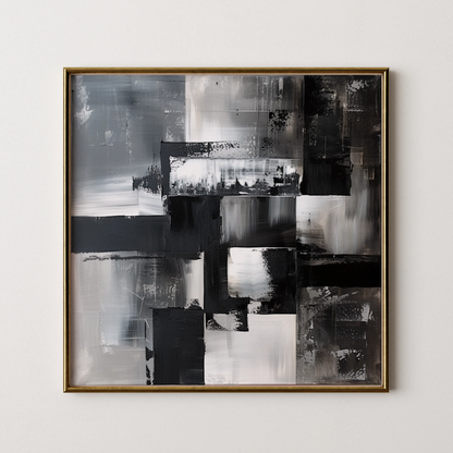 Modern Abstract I, Black & White Mid Century Modern, Boho Art Painting