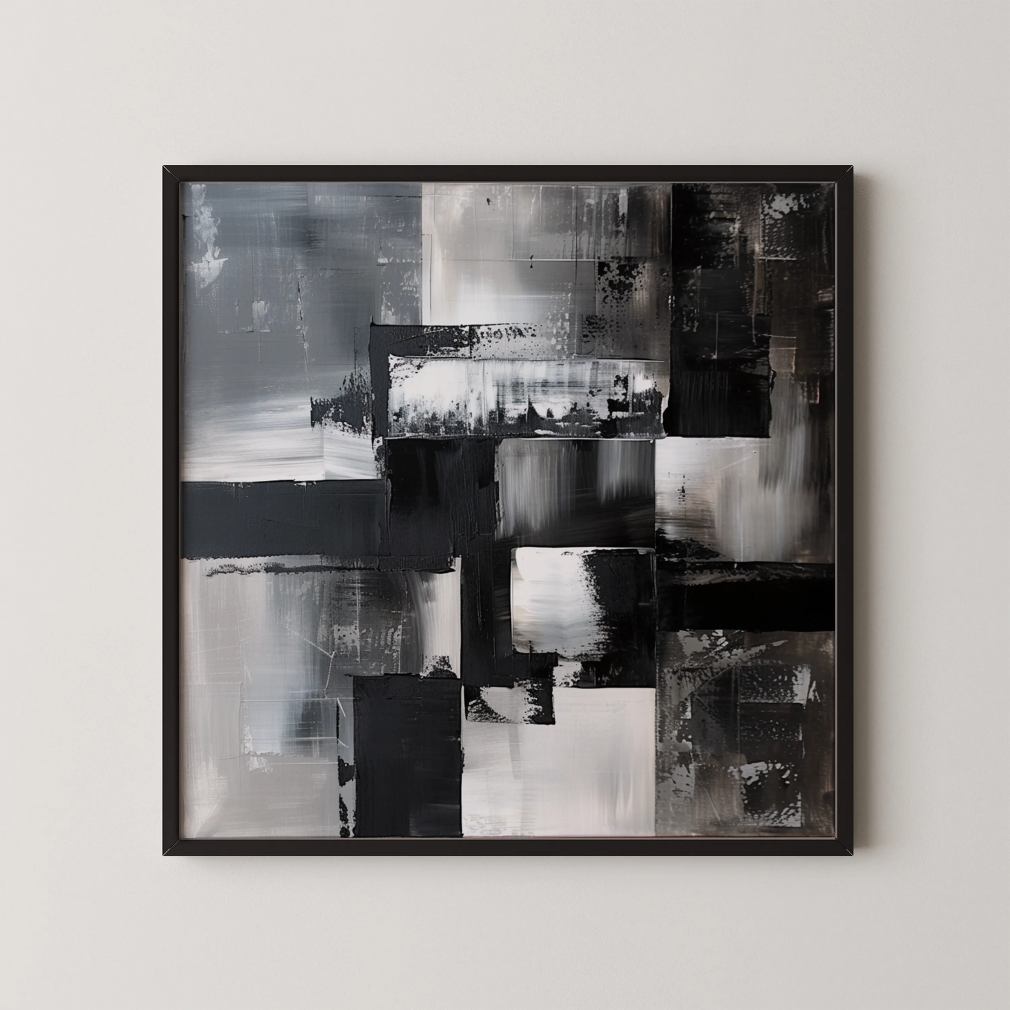 Modern Abstract I, Black & White Mid Century Modern, Boho Art Painting