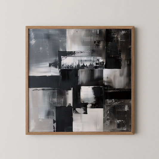 Modern Abstract I, Black & White Mid Century Modern, Boho Art Painting