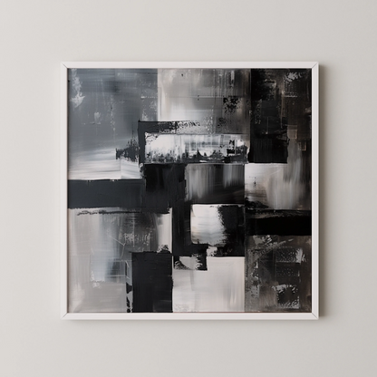 Modern Abstract I, Black & White Mid Century Modern, Boho Art Painting