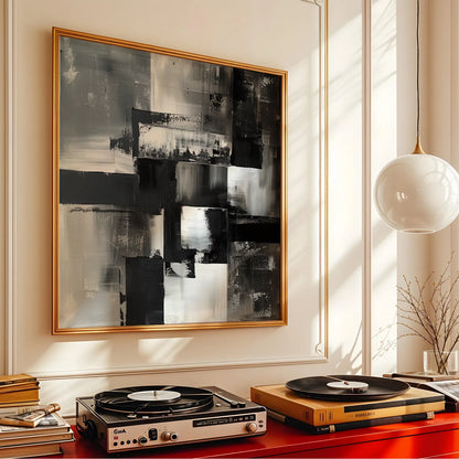 Modern Abstract I, Black & White Mid Century Modern, Boho Art Painting
