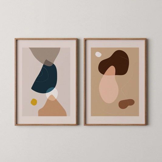 Modern Abstract I, Set of 2, Mid Century Aesthetic Wall Art