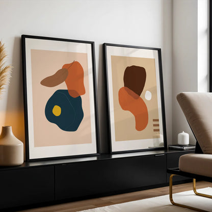 Modern Abstract, Set of 2, Mid Century Aesthetic Wall Art