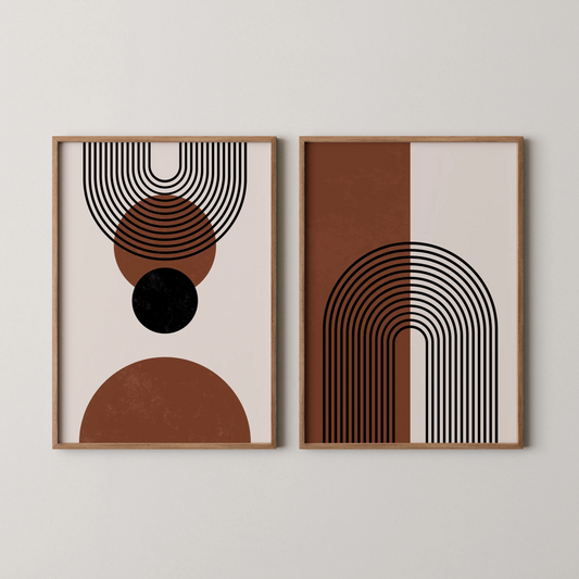 Modern Boheme Flower, Set of 2, Mid Century Aesthetic Wall Painting