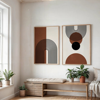 Modern Boheme Flower, Set of 2, Mid Century Aesthetic Wall Painting