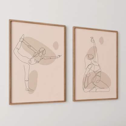 Modern Line Art, Set of 2, Mid Century Aesthetic Wall Art