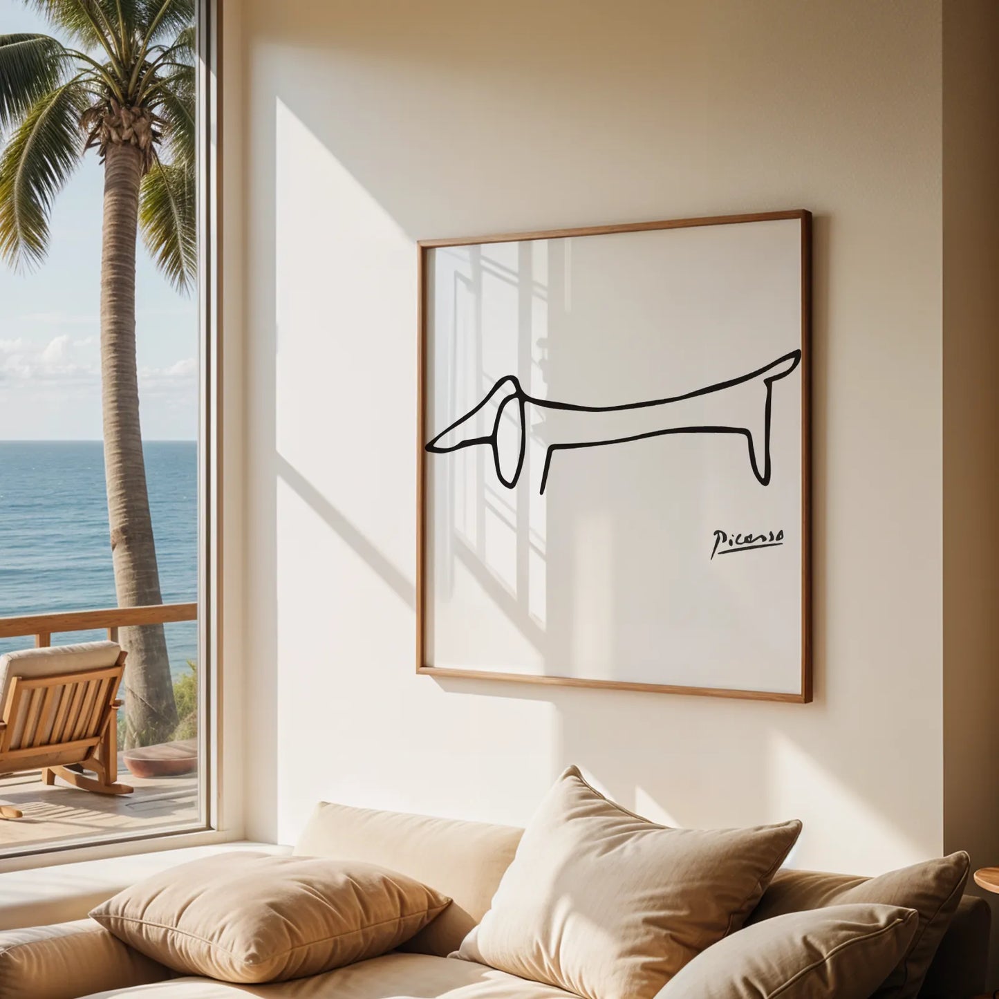 PIcasso Dog, Black & White Mid Century Modern, Boho Art Prints