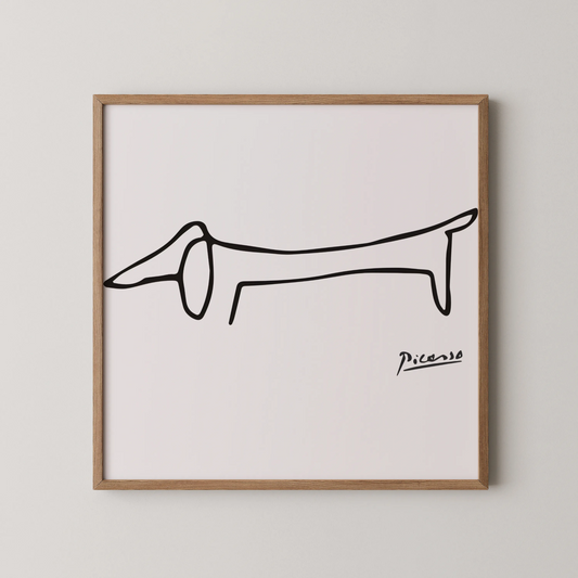 PIcasso Dog, Black & White Mid Century Modern, Boho Art Prints
