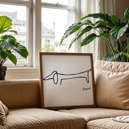 PIcasso Dog, Black & White Mid Century Modern, Boho Art Prints