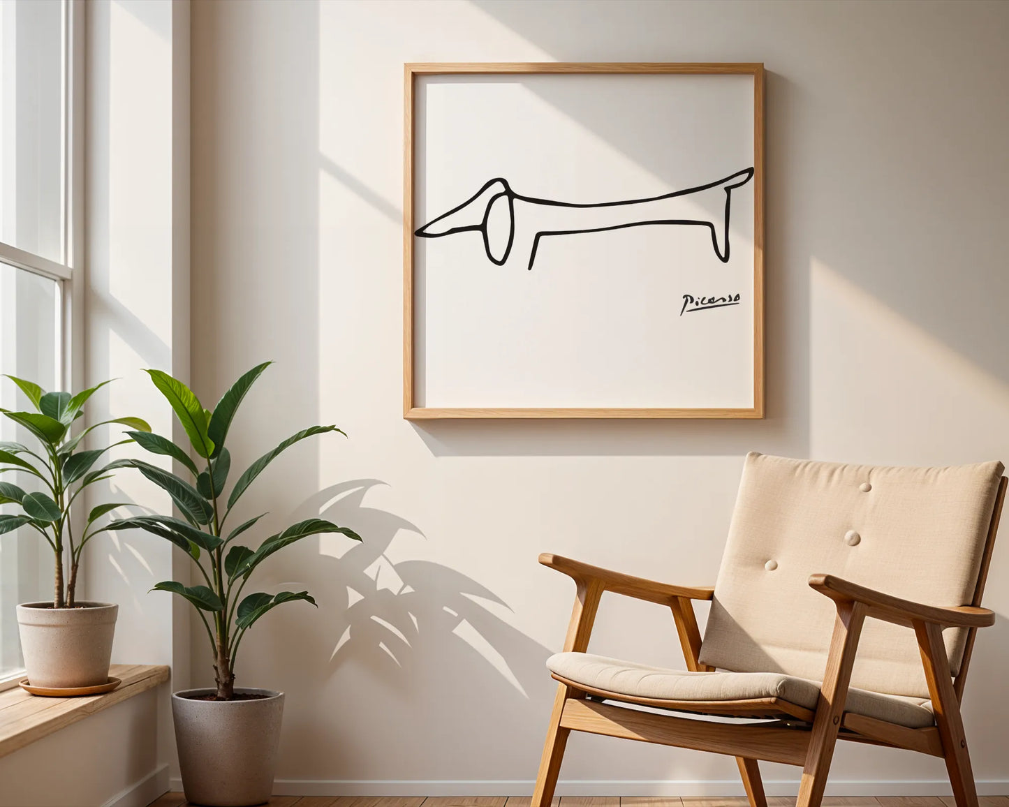 PIcasso Dog, Black & White Mid Century Modern, Boho Art Prints