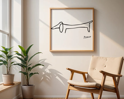 PIcasso Dog, Black & White Mid Century Modern, Boho Art Prints