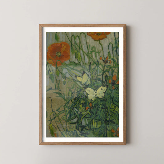 Butterflies and poppies by Van Gogh (1890)