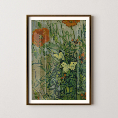 Butterflies and poppies by Van Gogh (1890)