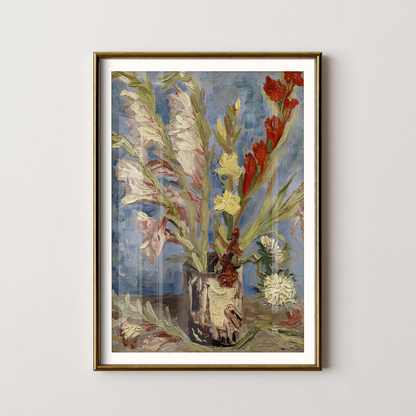 Vase with gladioli and China asters by Vincent Van Gogh (1886)
